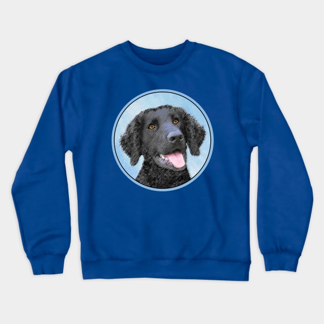 Curly-Coated Retriever Painting - Cute Original Dog Art Crewneck Sweatshirt by Alpen Designs